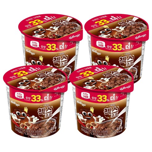 첵스초코 오곡으로 만든 컵 시리얼, 40g, 4개