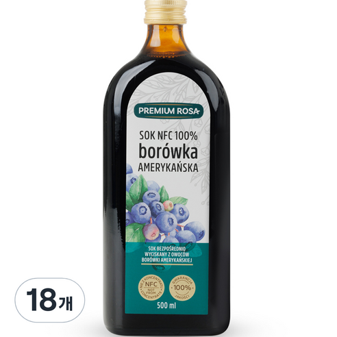 프리미엄로사 블루베리 원액 즙, 500ml, 18개