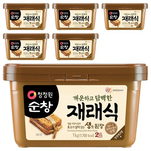 청정원순창 개운하고 담백한 재래식 생된장, 1kg, 6개