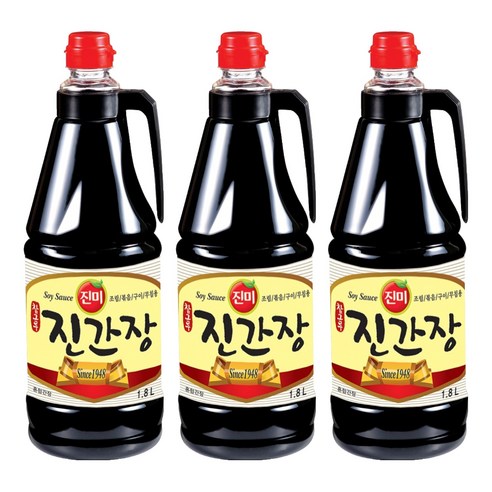 진미 참그루 진간장, 3개, 1.8L