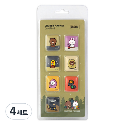 브라운앤프렌즈 처비 마그넷 7종 세트, CAMPING, 4세트
