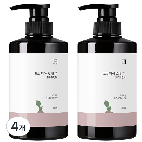 살림백서 오푼티아 앤 밤부 헤어트리트먼트 화이트머스크향, 500ml, 4개