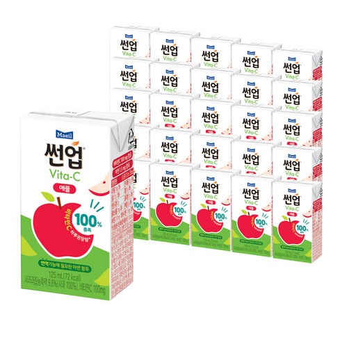 매일유업 썬업 Vita C 애플 주스, 125ml, 48개