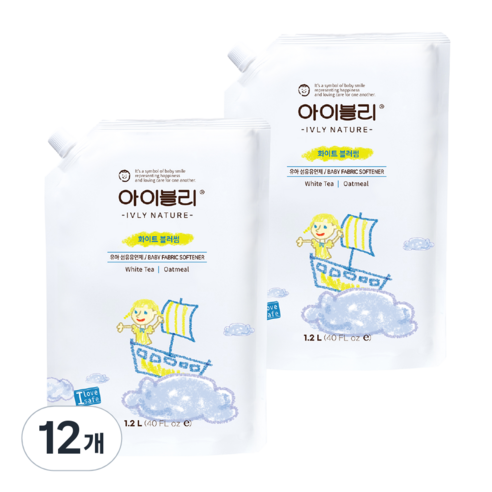 아이블리네이처 유아 섬유유연제 화이트 블러썸향 리필, 12개, 1.2L