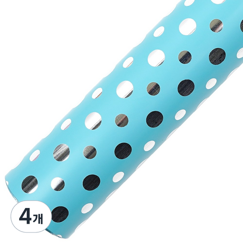 코코플러스 더블도트 롤 포장지 53cm x 17m, 블루, 4개