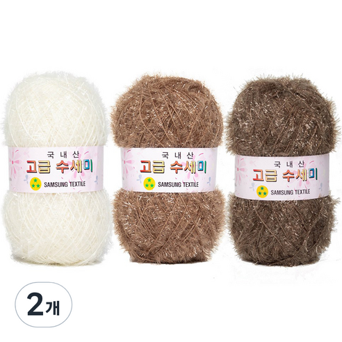 yarna 고급 수세미 뜨개실 80g x 3종 + 도안 3종 세트, X4 모카라떼, 2개