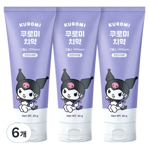 아텍스 아동용 쿠로미 불소 치약 사과향, 80g, 6개