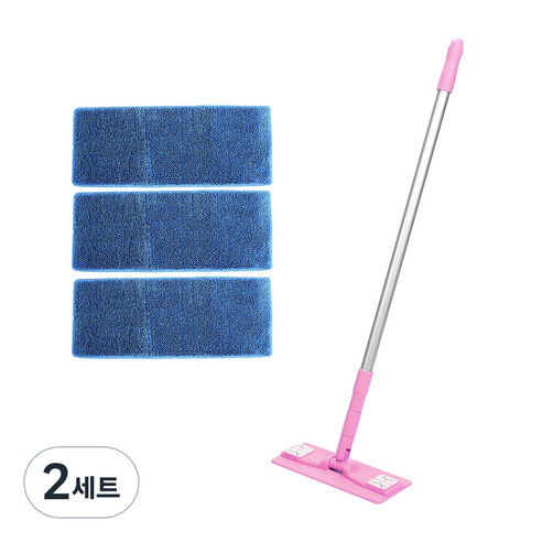 에이클린 밀대 청소기 핑크 소형 + 루프 패드 블루 3p, 2세트