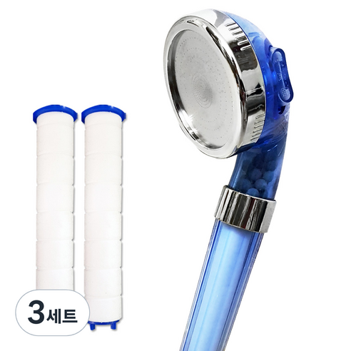 아이언피팅 클린업 3단 필터 샤워기 헤드 블루 + 필터 2p, 3세트