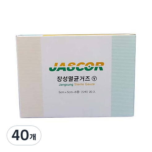 JASCOR 8겹 멸균거즈 Y형 3호 5 x 5 cm, 5개입, 40개