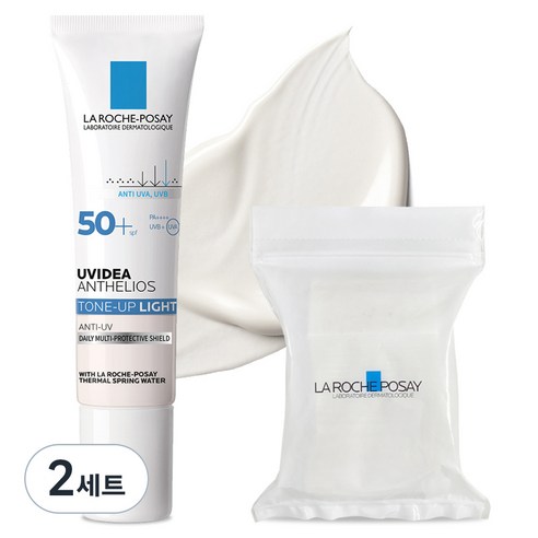 라로슈포제 유비데아 톤업 라이트 선크림 SPF50+ PA++++ 화장솜 30매, 30ml, 2개