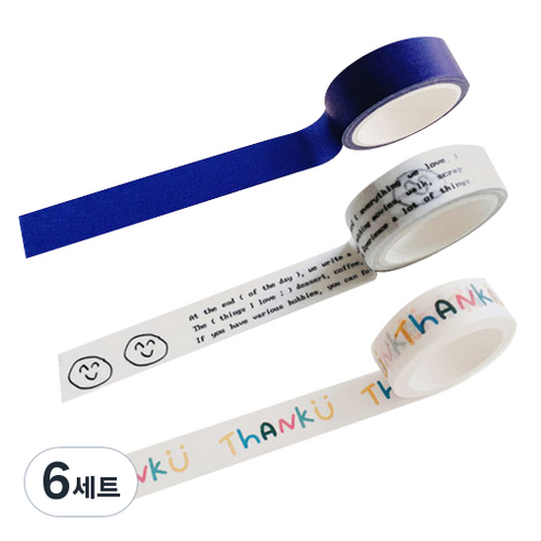 미빌 인별 감성 다꾸 마스킹테이프 3종 세트, B, 6세트
