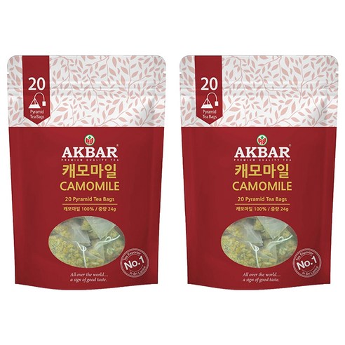 아크바 캐모마일 허브티 피라밋 티백, 1.2g, 20개입, 2개, 1.2g