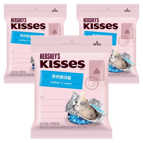 허쉬 키세스봉 쿠키앤크림, 81g, 3개
