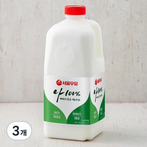 서울우유 나100% 우유, 1800ml, 3개