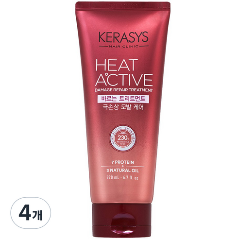 케라시스 히트 액티브 극손상 바르는 트리트먼트, 220ml, 4개