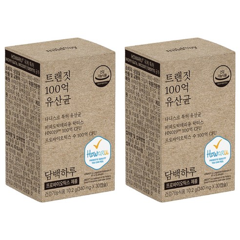 담백하루 트랜짓 100억 유산균 10.2g, 30정, 2개