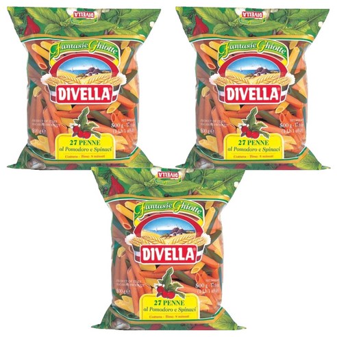 디벨라 삼색펜네 지티 리가떼 파스타, 500g, 3개