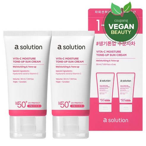 에이솔루션 비타C 수분 톤업 선크림 SPF50+ PA++++, 50ml, 2개