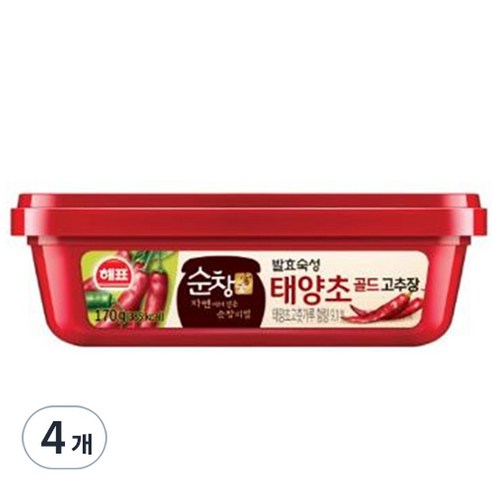 해표 순창궁 태양초 골드 고추장, 170g, 4개