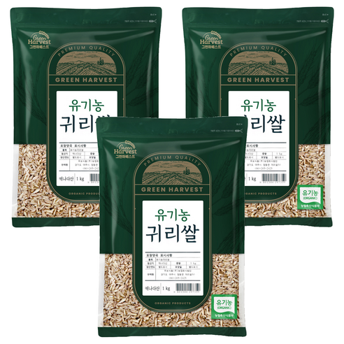 그린하베스트 캐나다산 유기농 귀리, 1kg, 3개
