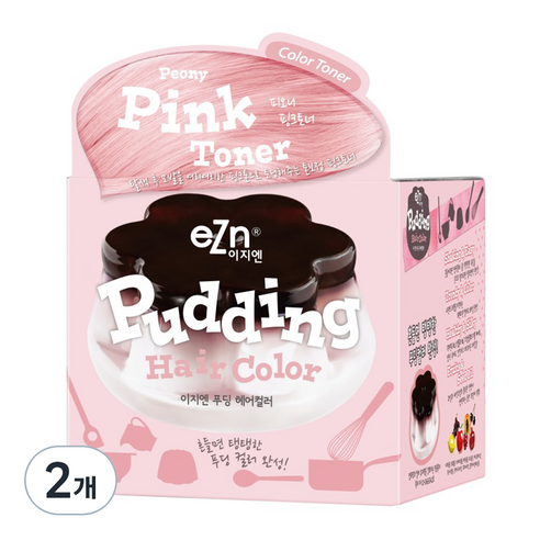eZn 푸딩 헤어컬러 염모제, 피오니핑크토너, 2개