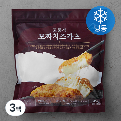 잇퀄리티 고품격 통등심 모짜 치즈 카츠 (냉동), 400g, 3팩