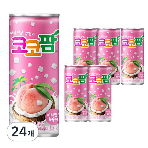 코코팜 피치핑크 복숭아, 240ml, 24개