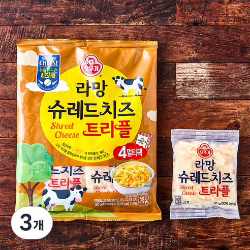 오뚜기 라망 슈레드 치즈 트리플, 70g, 4개입, 3개