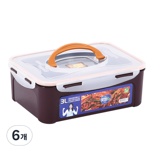 리빙선데이 밀폐용기 김치통, 6개, 3L
