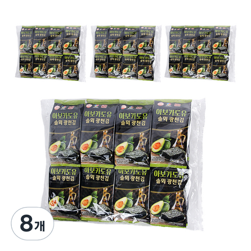 더국민 아보카도유 솔뫼 광천김 16p, 64g, 8개