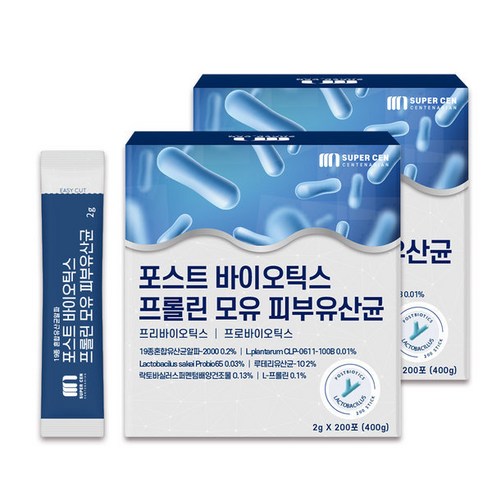 슈퍼쎈 포스트 바이오틱스 프롤린 모유 피부유산균, 400개, 2g