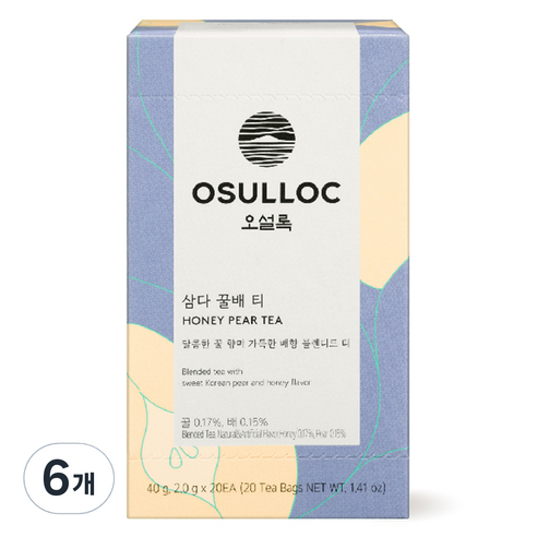 오설록 삼다 꿀배 티백, 1.5g, 20개입, 6개