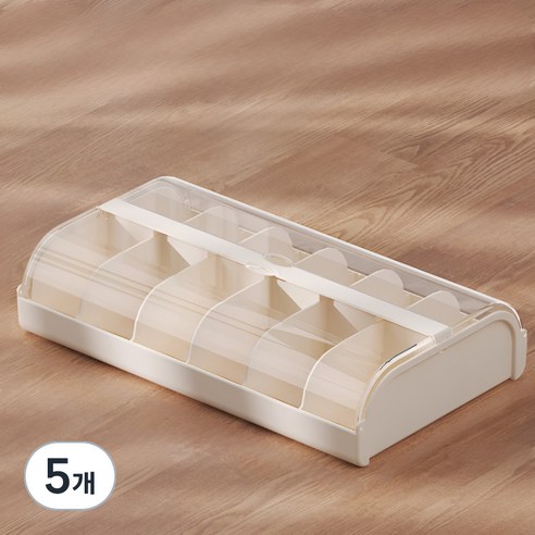 살림이음 속옷 보관 양말칸막이 12칸 투명정리함, 5개, 베이지