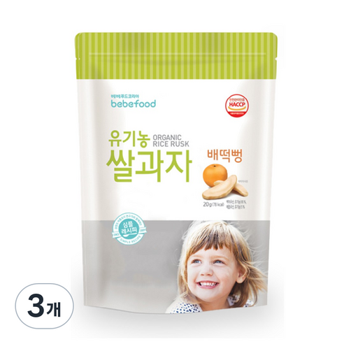 베베푸드 유기농 쌀과자 떡뻥 20g, 배, 3개