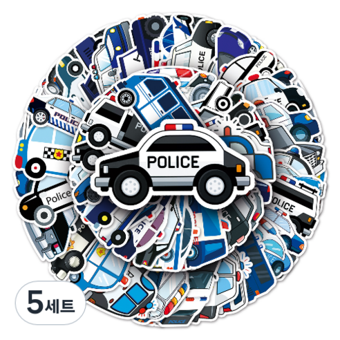 문곰상점 감성 다이어리 꾸미기 캐리어 스티커 50종 세트, 경찰차, 5세트