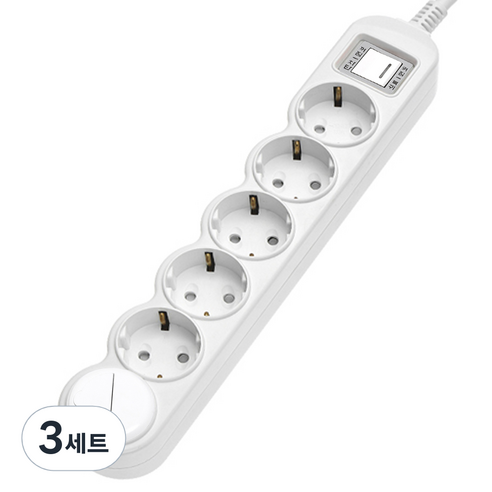 에코파워탭 LED 일반 메인 과부하차단 멀티탭 6구 + 안전커버 랜덤발송 세트, 3세트, 1.5m