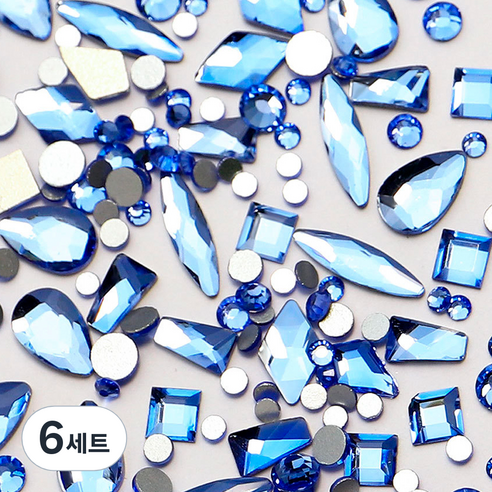 메이브라운 풀스톤 네일디자인 플랫백 네일스톤 혼합세트, 6세트, 블루