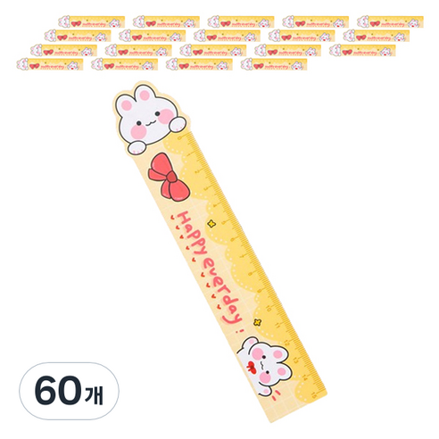 마켓감성 문구용품 휘어지는 눈금자, 행복한토끼, 60개