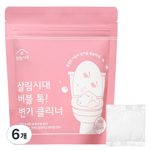 살림시대 버블 톡 변기 클리너 4p, 160g, 6개