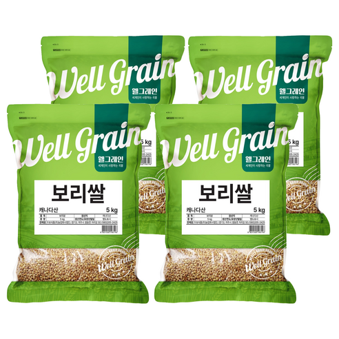 웰그레인 캐나다산 보리쌀, 5kg, 4개