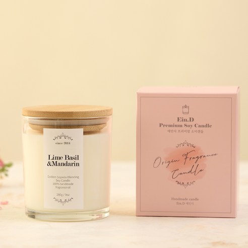 에인디 핸드메이드 소이 심지없는 캔들 워머전용 280g, 라임바질&만다린, 1개