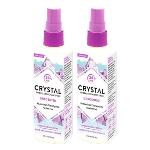 크리스탈 바디 데오드란트 스프레이 무향, 118ml, 2개