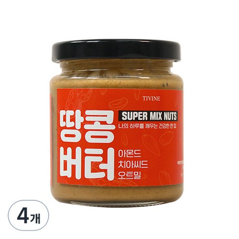 티바인 슈믹츠 땅콩버터 슈퍼믹스너츠 스프레드 페이스트, 4개, 200g