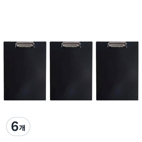 모디안 초경량 얇은 플라스틱 클립 보드, 블랙, 6개