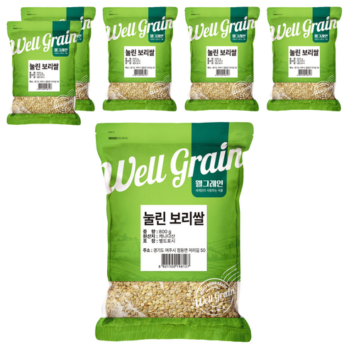 웰그레인 부드럽게 눌린 보리쌀, 800g, 6개
