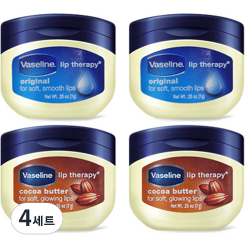 바세린 립테라피 오리지널 코코아 번들 2p x 2종 세트 7g, 오리지널, 코코아 버터, 4세트