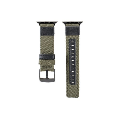 비쉐르 애플워치 3/4/5 블랙 미니멀 빈티지 패브릭 밴드 (42/44mm 호환 가능), 카키, 1세트