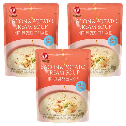햇반 소프트밀 베이컨 감자 크림 수프, 180g, 3개