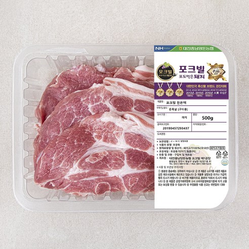 포크빌포도먹은돼지 한돈팩 목살 구이용 (냉장), 500g, 1개